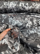 Metallic Silver Floral Brocade Fabric