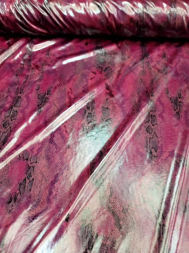 Burgundy Faux Snake Vinyl Fabric