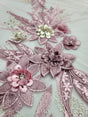 3D Embroidery Lace Fabric Dusty Rose