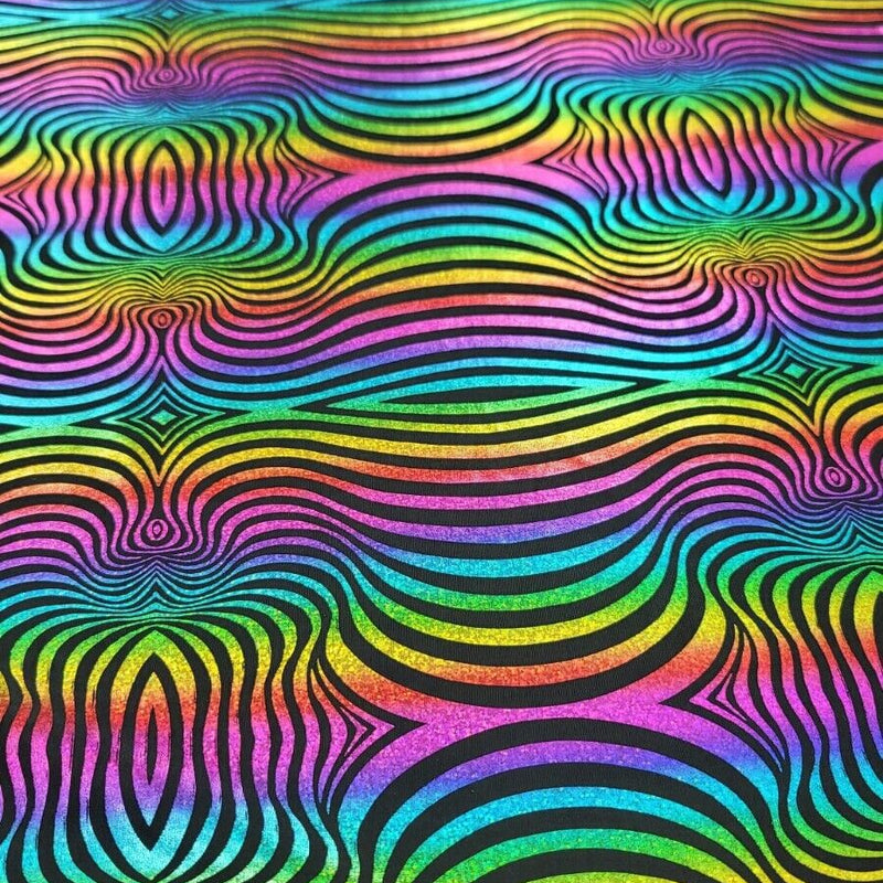 Stretch Foil Spandex Fabric Pink Purple Blue