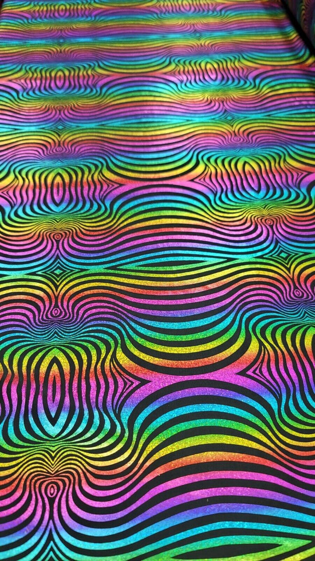 Stretch Foil Spandex Fabric Pink Purple Blue