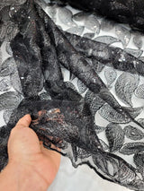 Embroidered Lace Black Sequins