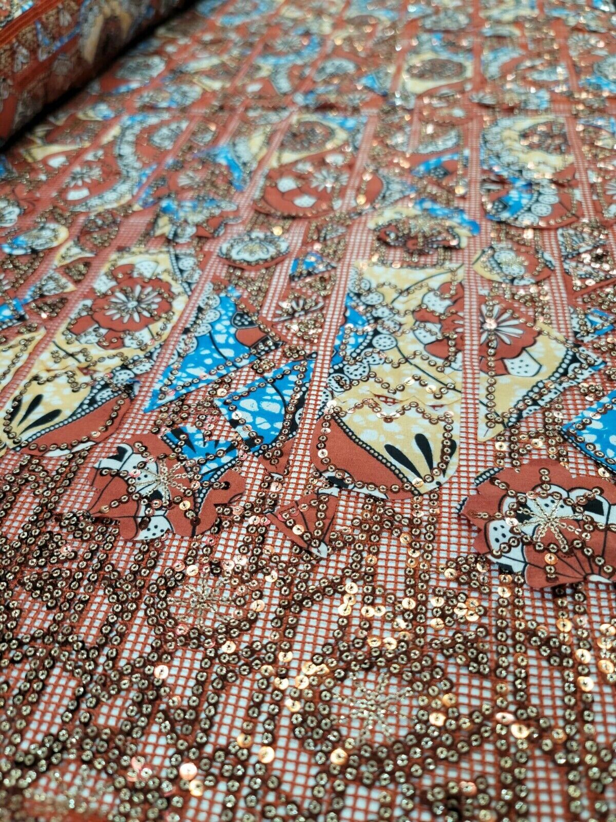 Copper Embroidery Lace with Sequins