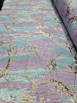 Brocade Jacquard Lavender Blue Rose Gold Metallic