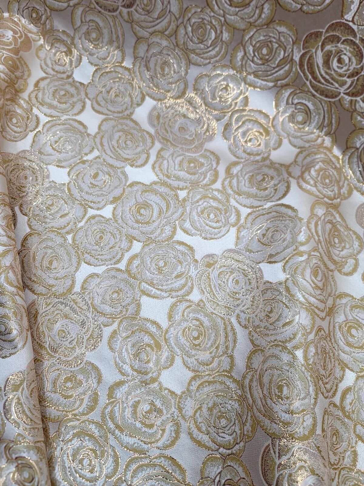 Brocade Jacquard Floral Metallic Beige Gold