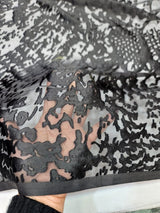 Black Silk Burnout Velvet Fabric