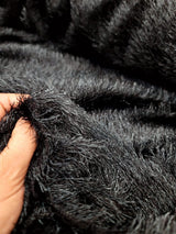 Stretch Faux Shaggy Fabric Eyelash Black Teal