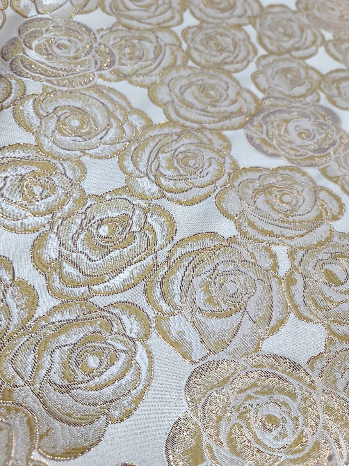 Brocade Jacquard Floral Metallic Beige Gold
