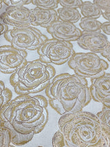 Brocade Jacquard Floral Metallic Beige Gold