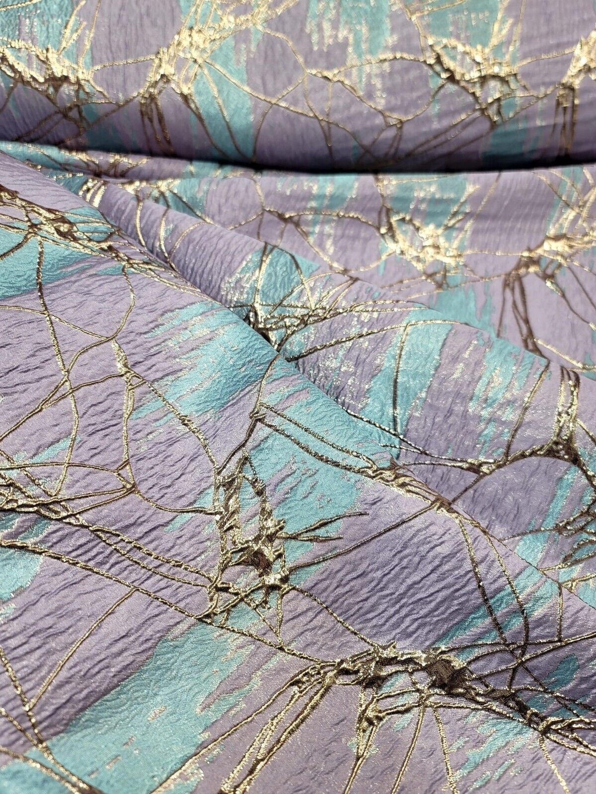 Brocade Jacquard Lavender Blue Rose Gold Metallic