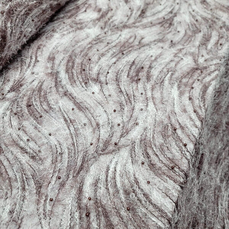 Embroidered Pearl Mesh Lace Fabric Mauve