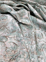 Brocade Jacquard Floral Brocade Mint Green Rose Gold