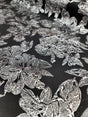 Brocade Jacquard Silver Floral on Black