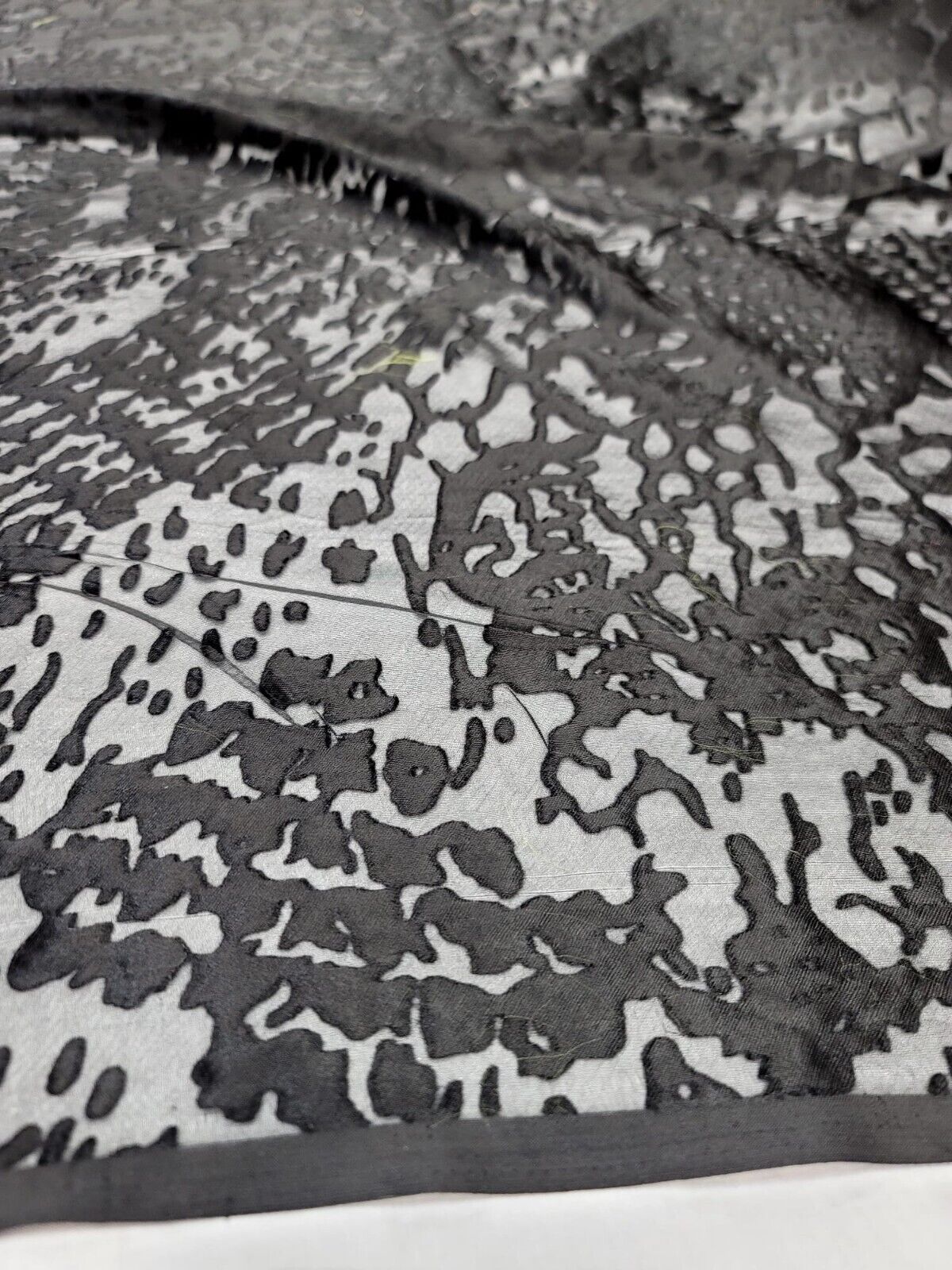 Black Silk Burnout Velvet Fabric