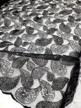 Embroidered Lace Black Sequins
