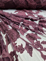Floral Lace Stretch Mesh Fabric Eggplant