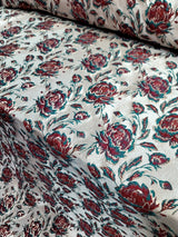 Red Brocade Floral Jacquard Fabric