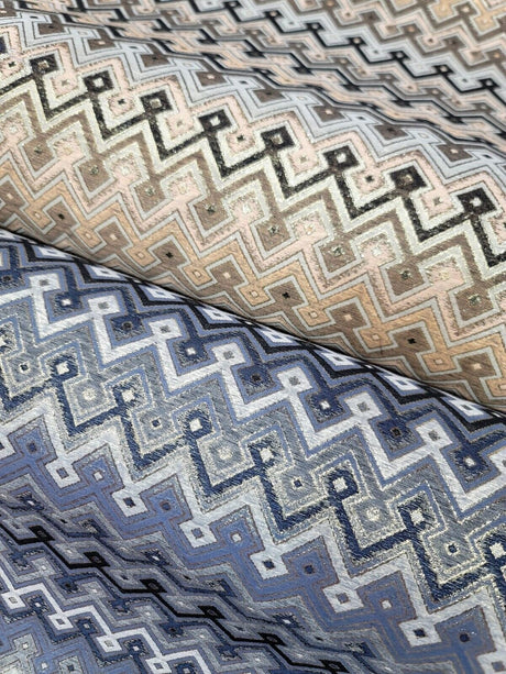 Metallic Brocade Fabric Teal Gold