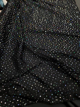 Black Stretch Mesh Iridescent Sequins Fabric