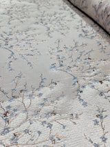 Brocade Jacquard Floral Fabric Baby Blue Gold