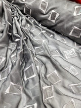 Embroidered Silk Chiffon Polyester Fabric Gray