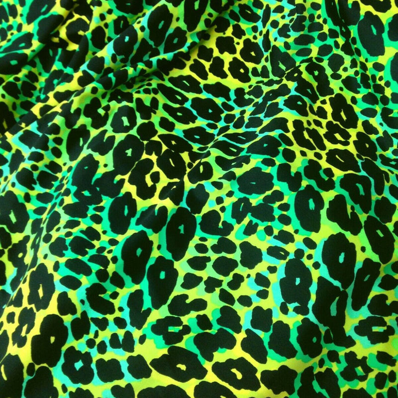 Bright Multi-Color Abstract Cheetah Pattern Nylon Spandex Fabric - Abstract Cheetah Print, Multi-Color, 58"-60" Width (1 Yard)