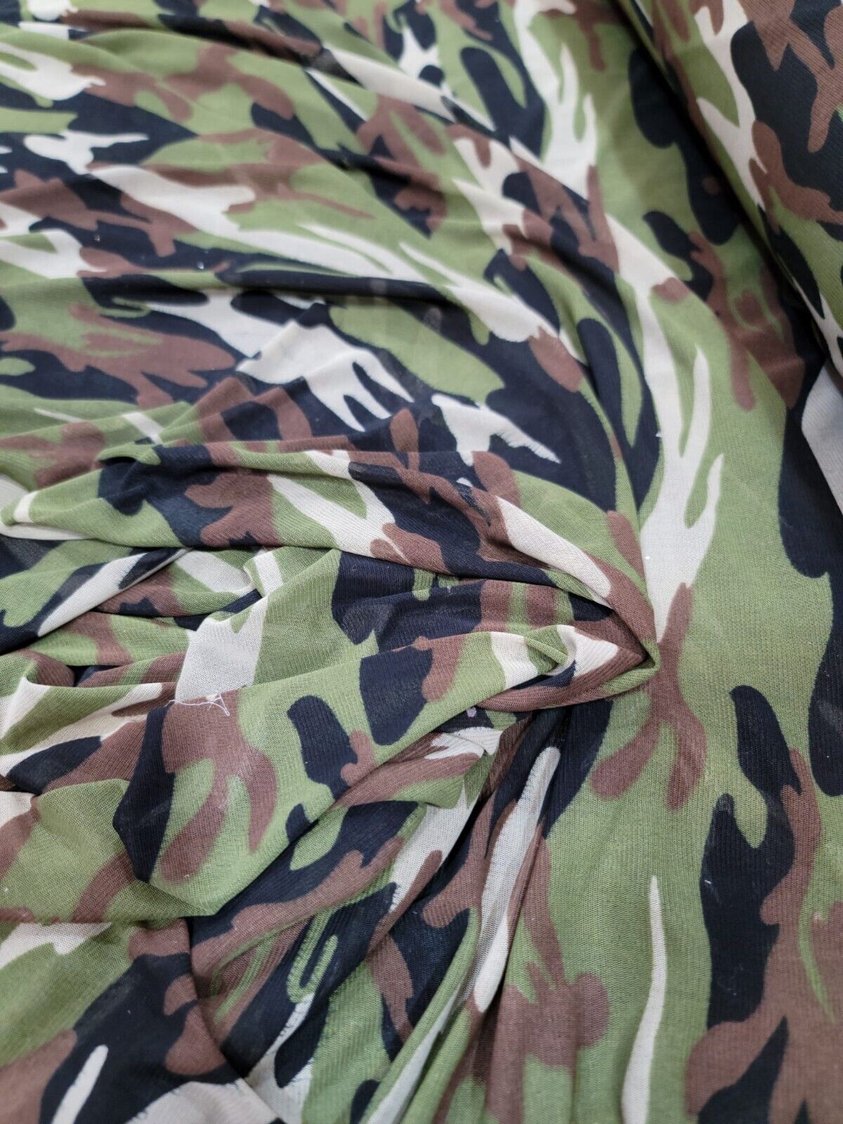 Camouflage Print 4-Way Stretch Mesh Fabric