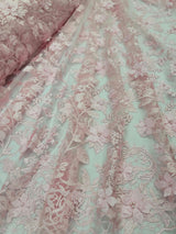 Pink 3D Floral Lace