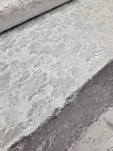 White Silver Floral Brocade Fabric