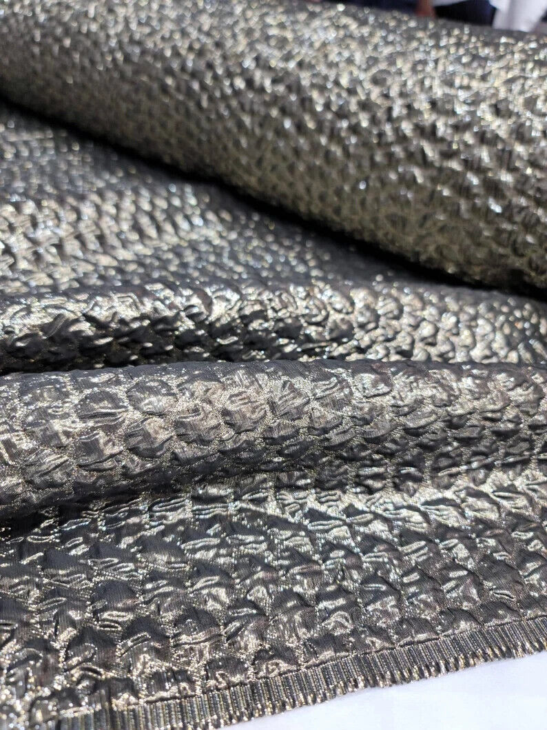 Brocade Jacquard Fabric Antique Gold