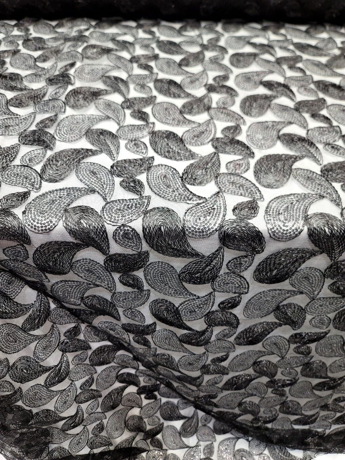 Embroidered Lace Black Sequins
