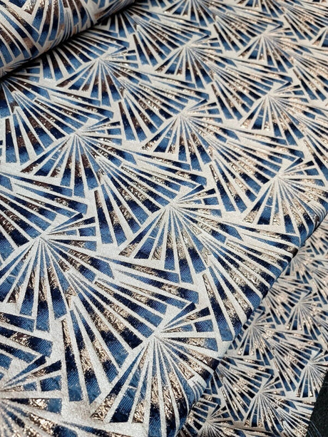 Teal Blue Brocade Jacquard Fabric