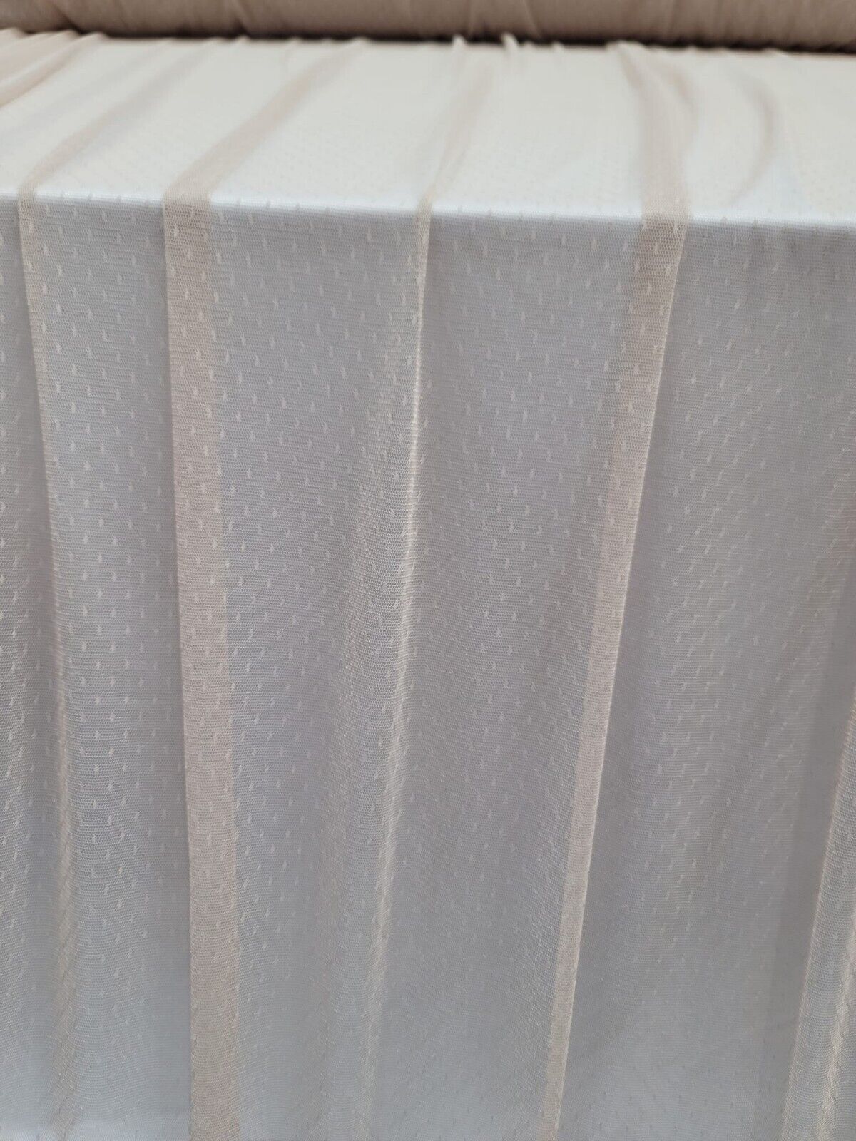 Embroidered Polka Dot Mesh Fabric Beige Champagne