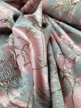 Brocade Jacquard Metallic Gray Pink Rose Gold