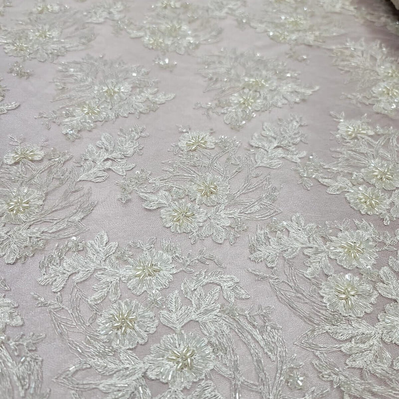 Beaded Embroidered Lace Ivory