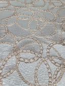 Brocade Jacquard Fabric Gold Metallic Chain Geometric Pattern