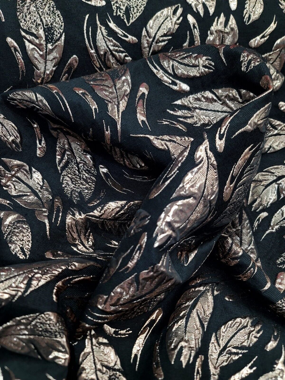 Black Gold Brocade Fabric