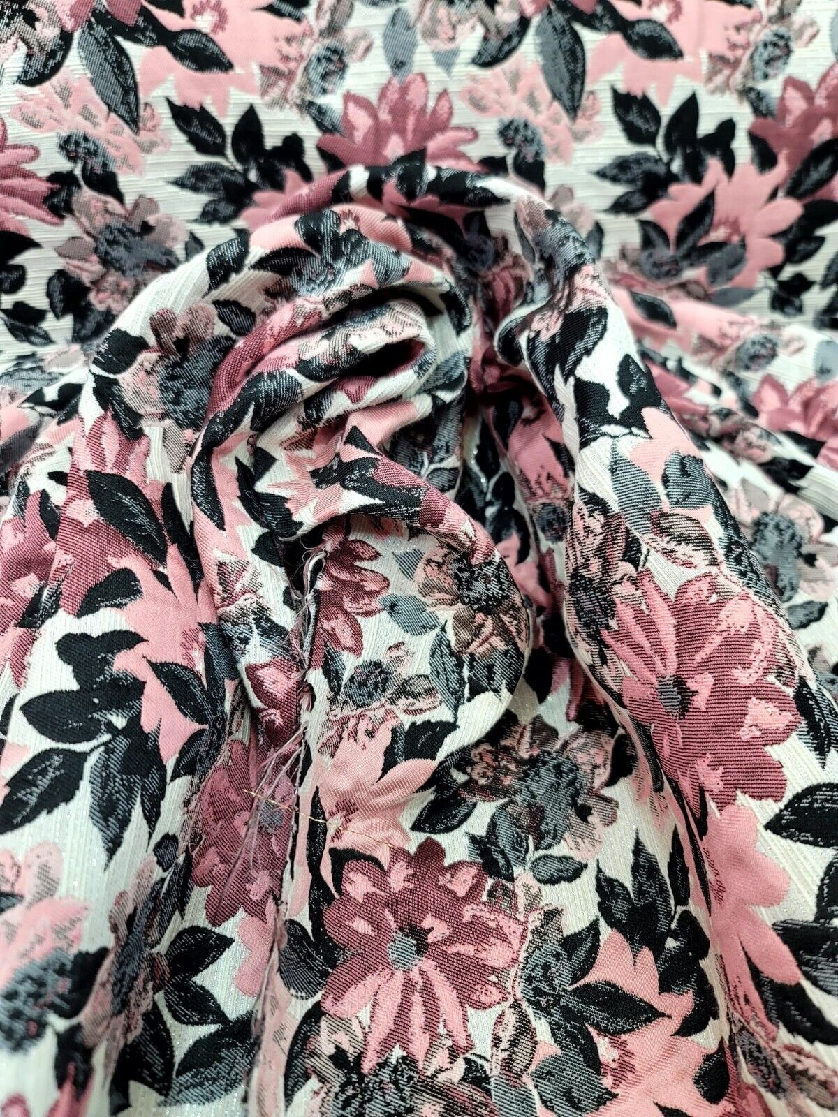 Brocade Jacquard Floral Chenille Fabric Dusty Rose Mauve