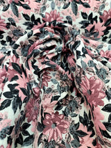 Brocade Jacquard Floral Chenille Fabric Dusty Rose Mauve