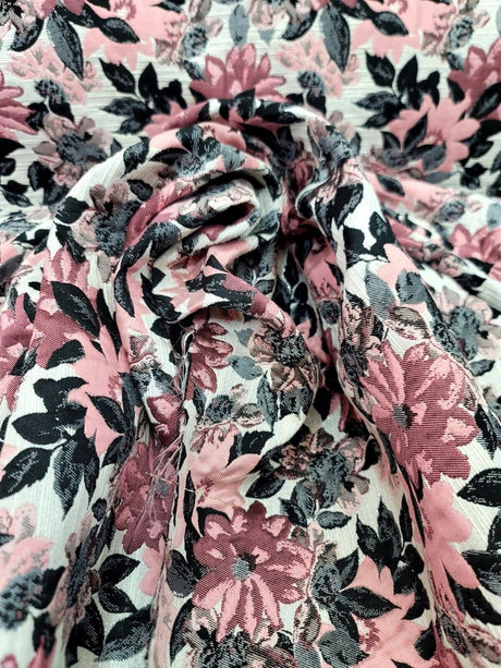 Brocade Jacquard Floral Chenille Fabric Dusty Rose Mauve