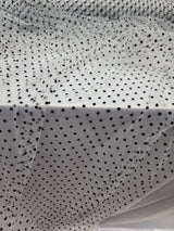Tulle Mesh Fabric White with Black Velvet Polka Dots