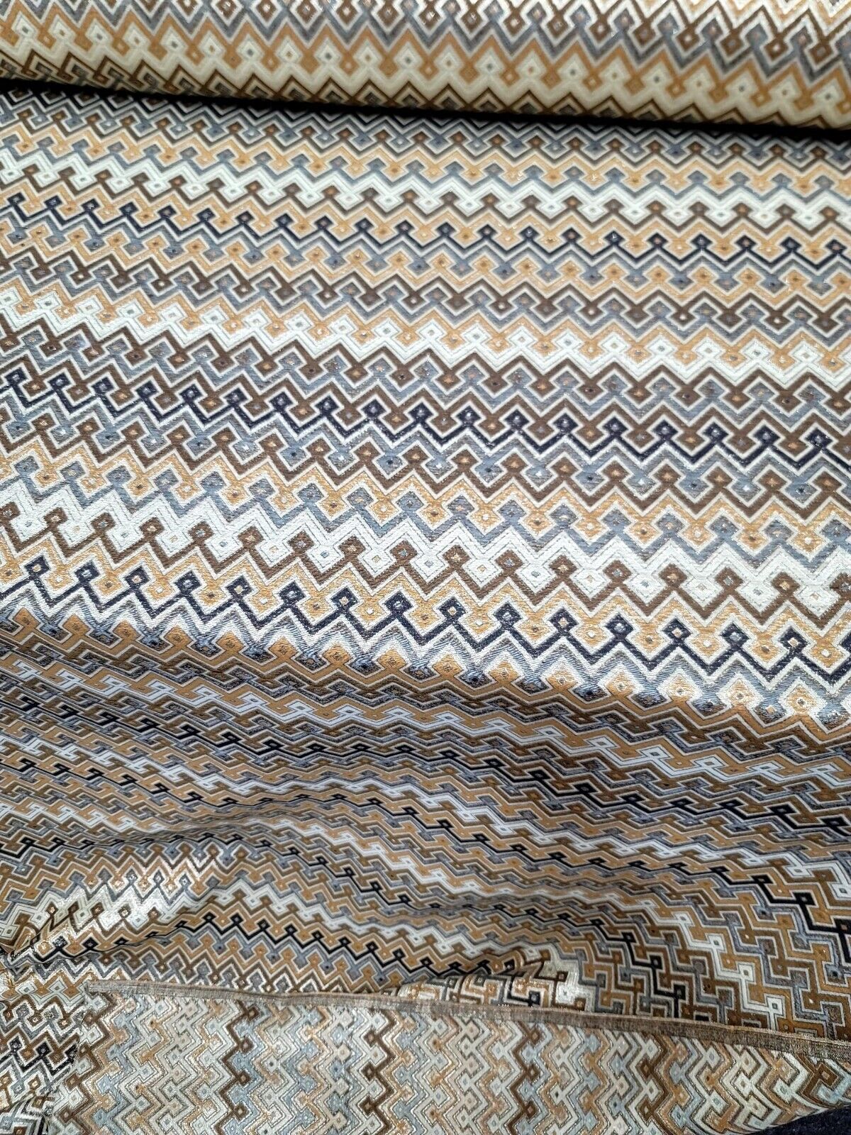 Brocade Jacquard Gold Metallic Geometric Fabric