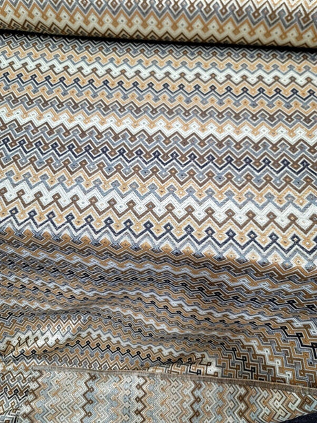 Brocade Jacquard Gold Metallic Geometric Fabric
