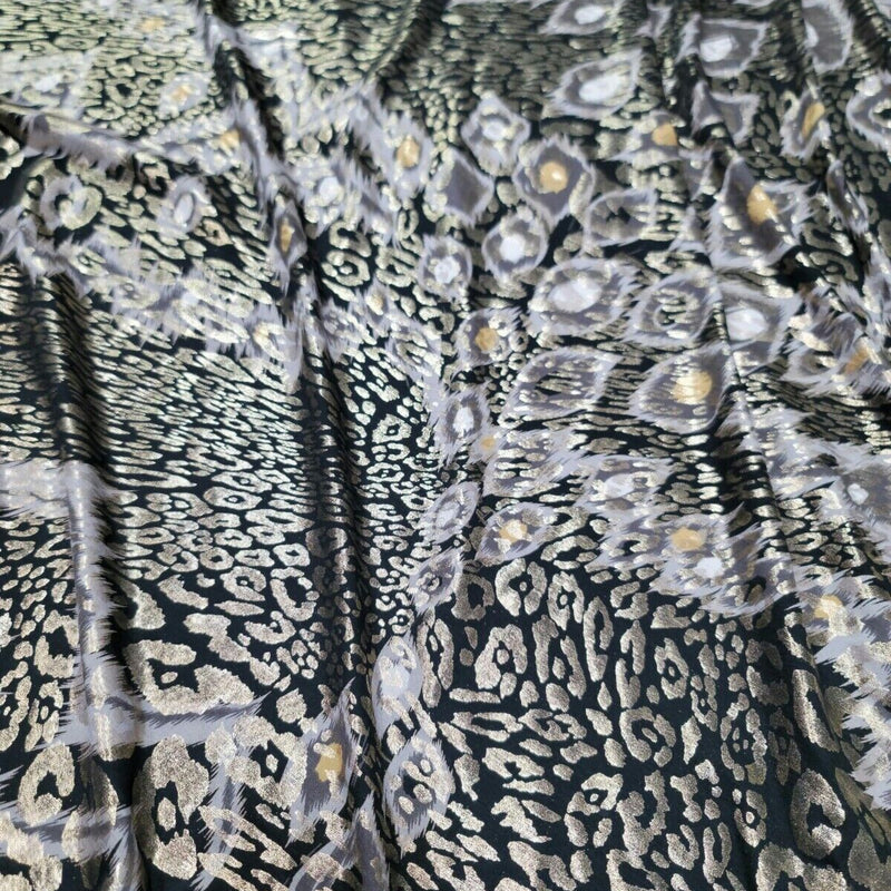Stretch Fabric Gold Black Animal Print