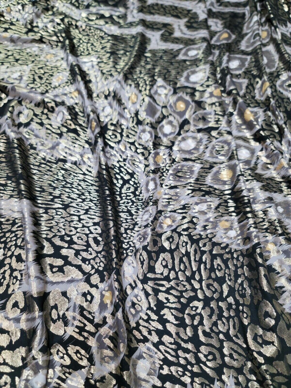 Stretch Fabric Gold Black Animal Print