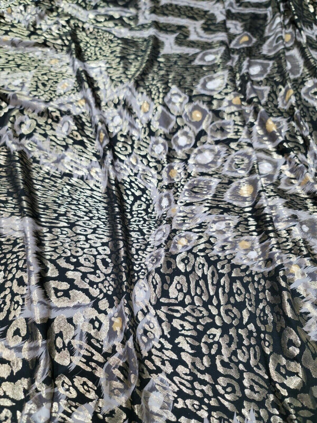 Stretch Fabric Gold Black Animal Print
