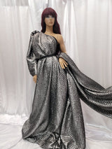Brocade Jacquard Dark Gray Embossed