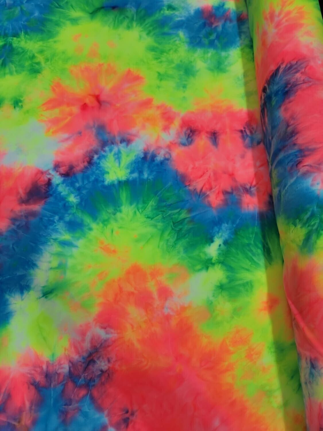 Multicolor Spandex Fabric Neon Tie-Dye