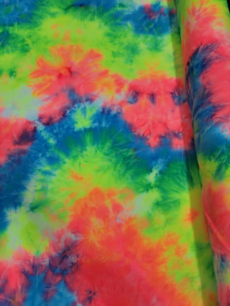 Multicolor Spandex Fabric Neon Tie-Dye