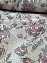 Brocade Jacquard Floral Fabric Beige Mauve